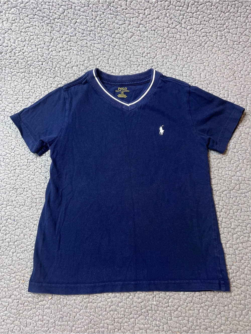 Polo Ralph Lauren Boys V-Neck Short Sleeve Blue Logo T-Shirt Size 5
